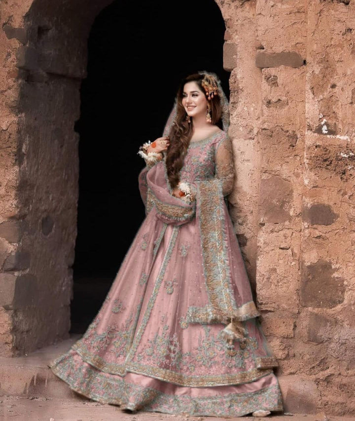 Kashees Net Bridal Suit-Net-Pink-Maxi-Aarasta