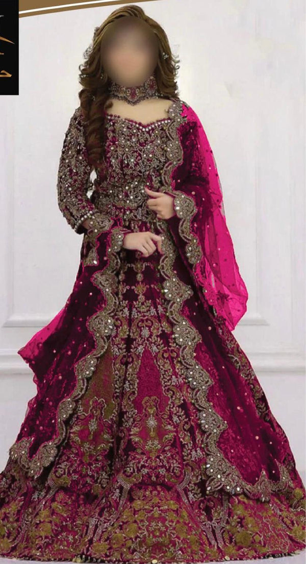 Kashees Net Bridal Suit-Pink-Net-Lehenga-Aarasta