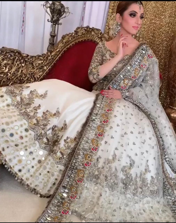 Kashees Net Bridal Suit-White-Net-Lehenga-Aarasta