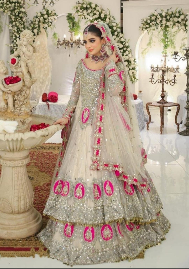 Kashees Net Bridal Suit-White-Net-Lehenga-Aarasta