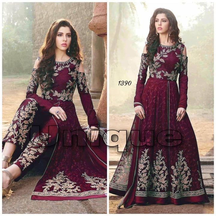 Indian Chiffon Maxi-Maroon-Chiffon-Maxi-Aarasta