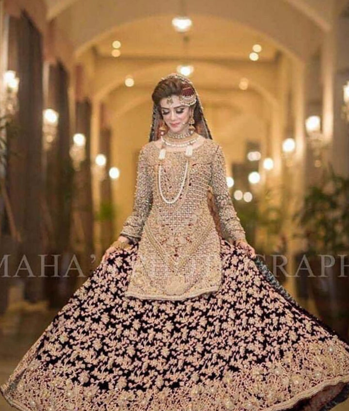 Maha Bridal Chiffon Suit-Golden-Chiffon-Lehenga-Aarasta