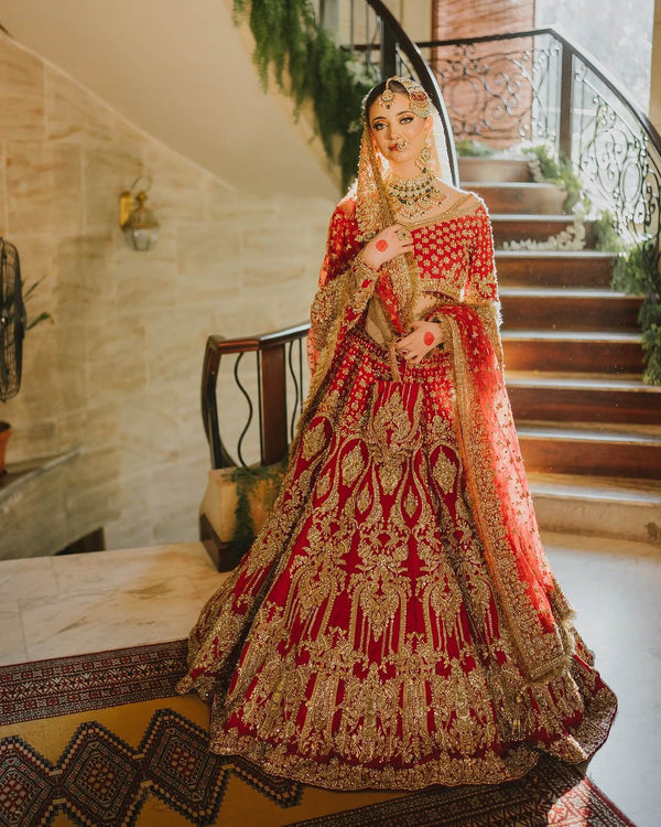 Maha Wajahat Chiffon Bridal Suit-Red-Chiffon-Maxi-Aarasta