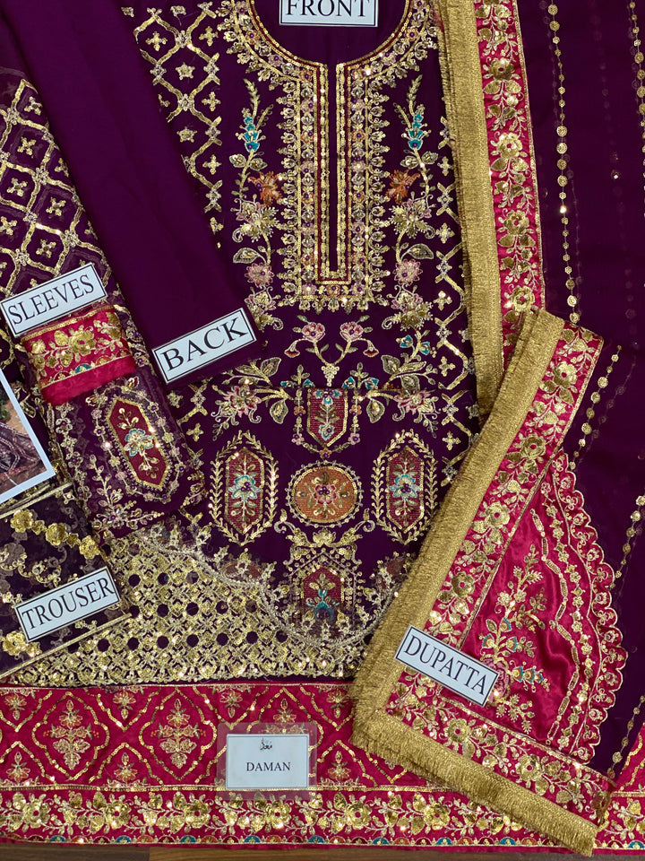 Maria B Chiffon Bridal Suit-Aarasta