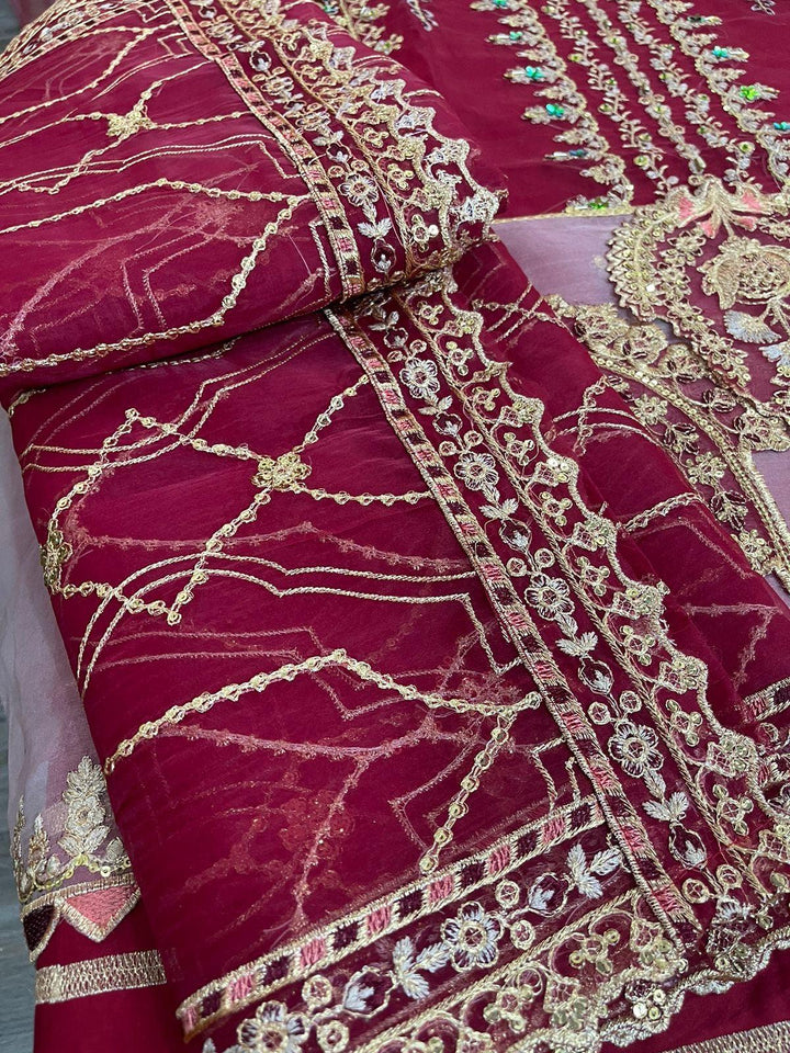 Maria B Organza Bridal Suit-Aarasta