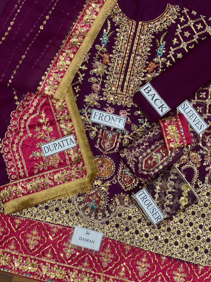 Maria B Chiffon Bridal Suit-Aarasta