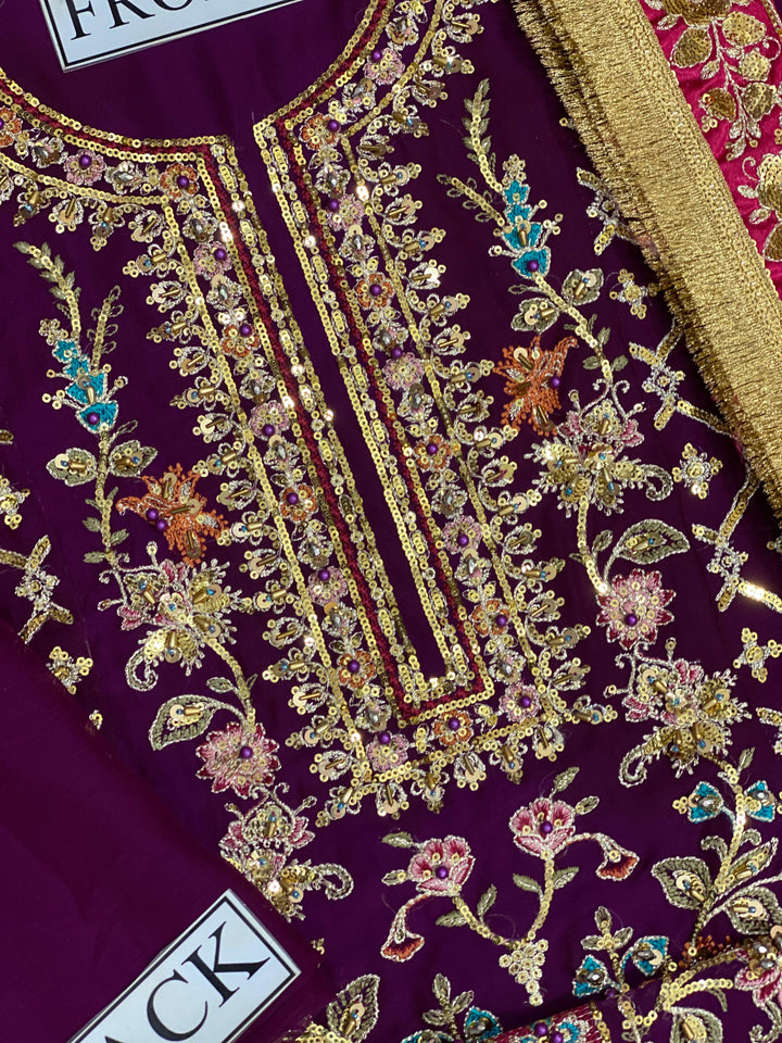 Maria B Chiffon Bridal Suit-Aarasta