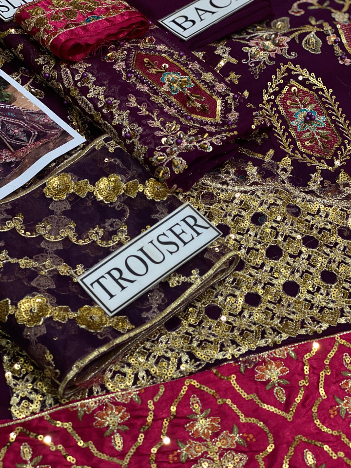 Maria B Chiffon Bridal Suit-Aarasta