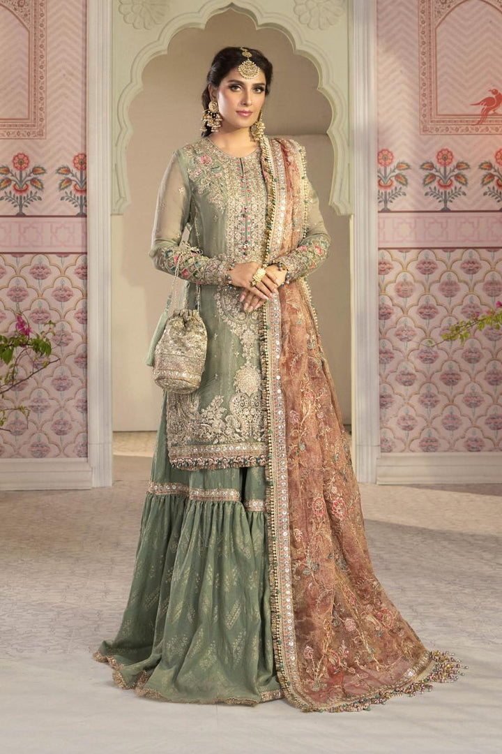 Maria B Masuri Bridal Suit-Green-Masuri-Gharara-Aarasta