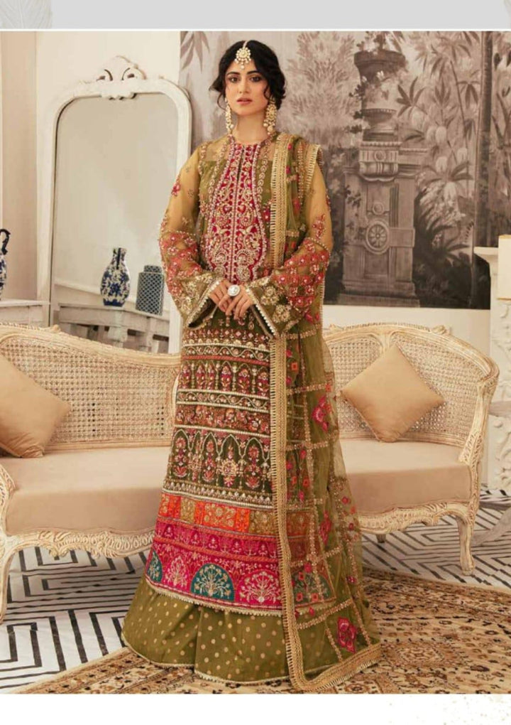 Maria B Organza Suit-Green-Organza-Lehenga-Aarasta