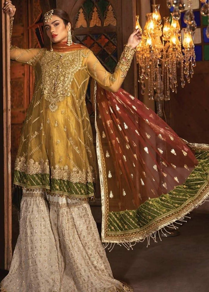 Maria B Net Gharara-Mustard-Net-Gharara-Aarasta