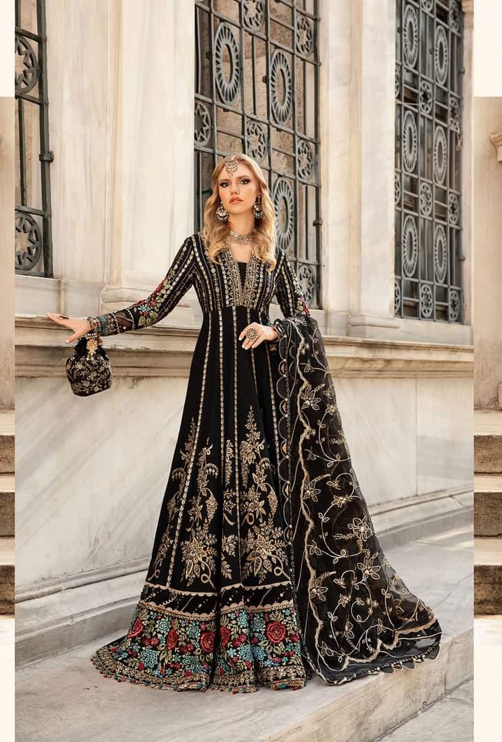 Maria B Net Frock-Net-Black-Maxi-Aarasta