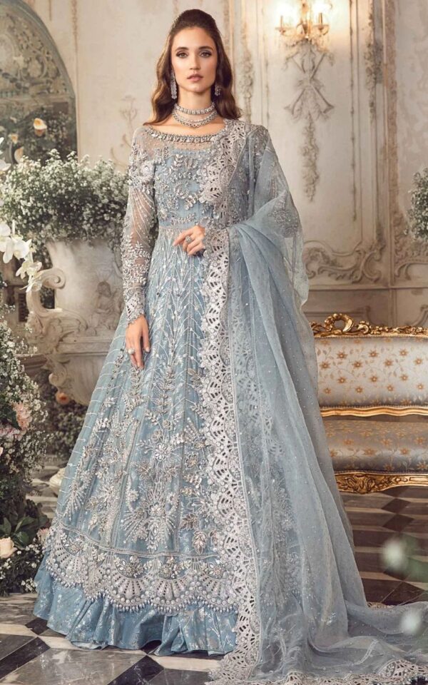 Maria B Net Frock-Net-Ferozi-Maxi-Aarasta