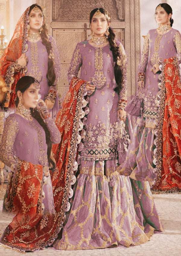 Maria B Net Bridal Suit-Net-Multi-Gharara-Aarasta