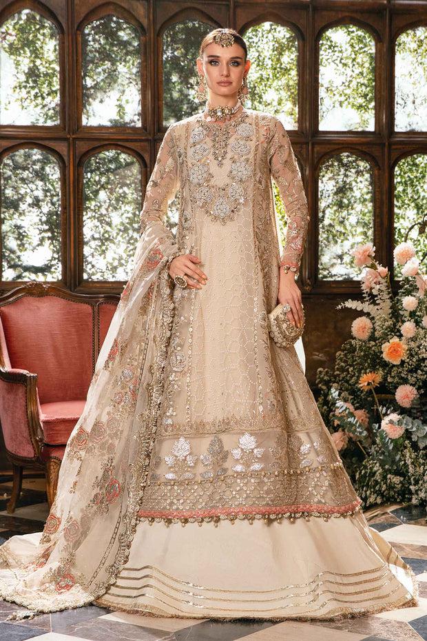Maria B Organza Bridal Suit-Organza-Skin-Lehenga-Aarasta