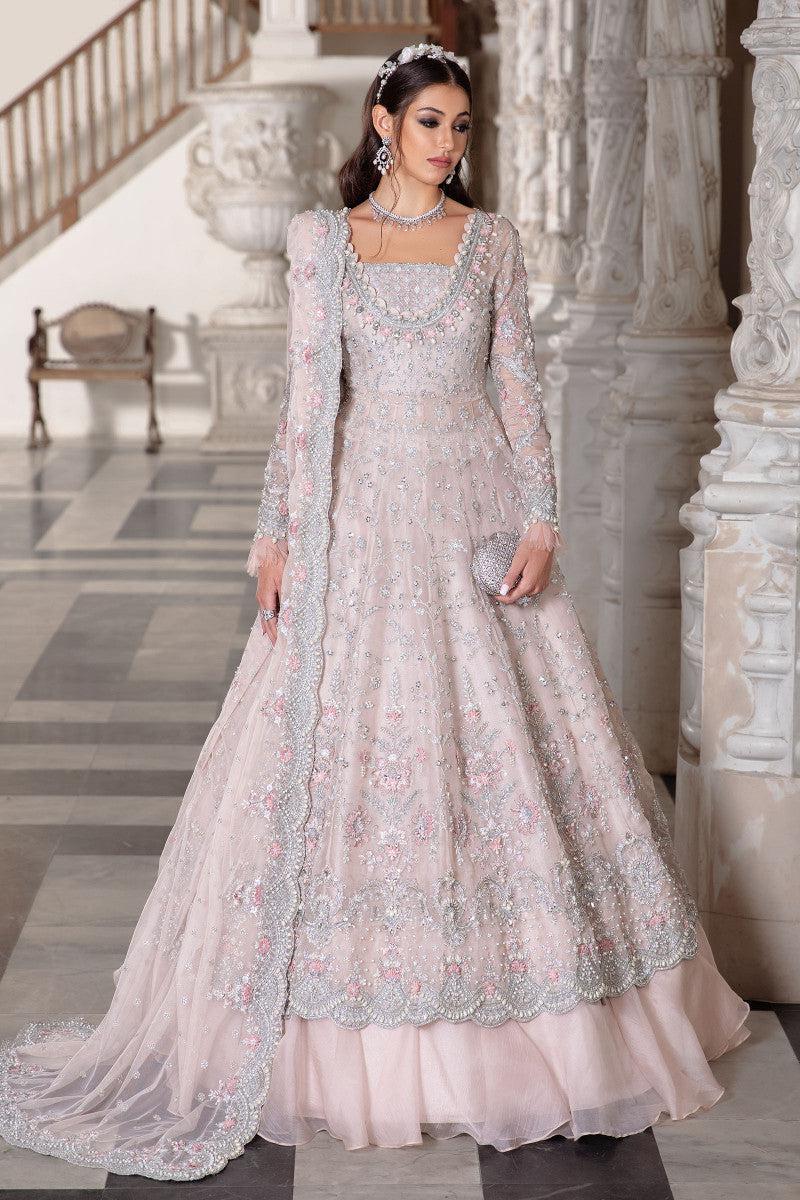 Maria B Net Frock-Peach-Net-Maxi-Aarasta