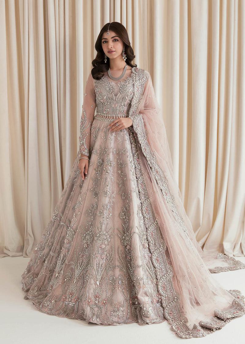 Maria B Net Frock-Peach-Net-Maxi-Aarasta