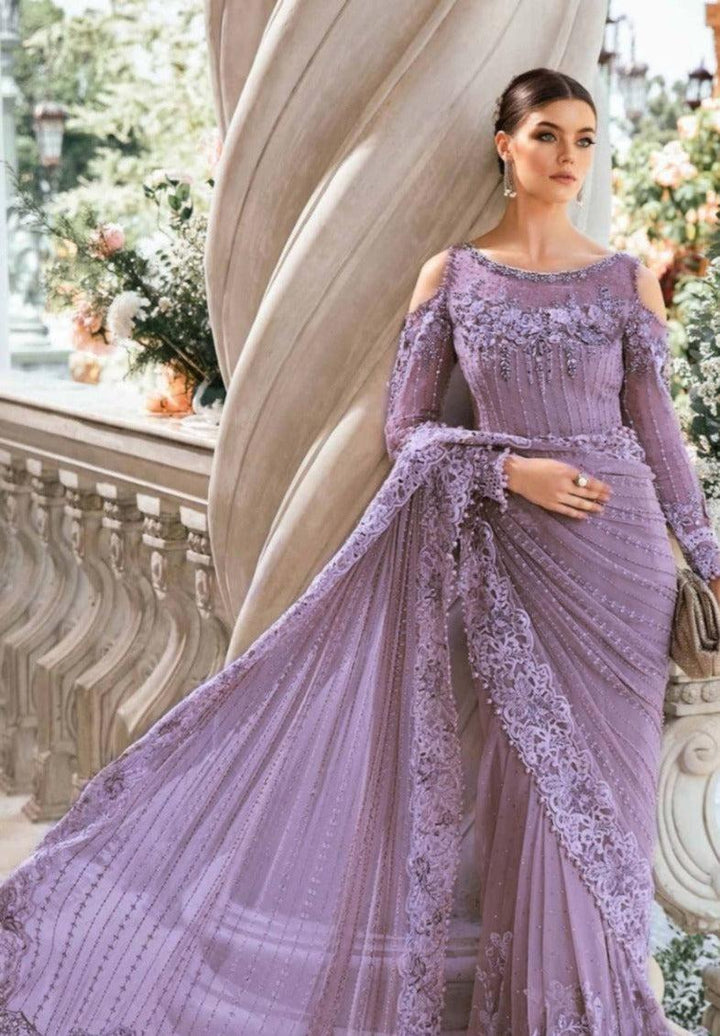 Maria B Net Saree-Purple-Net-Sari-Aarasta