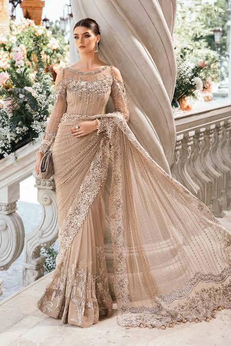 Maria B Net Saree-Skin-Net-Sari-Aarasta