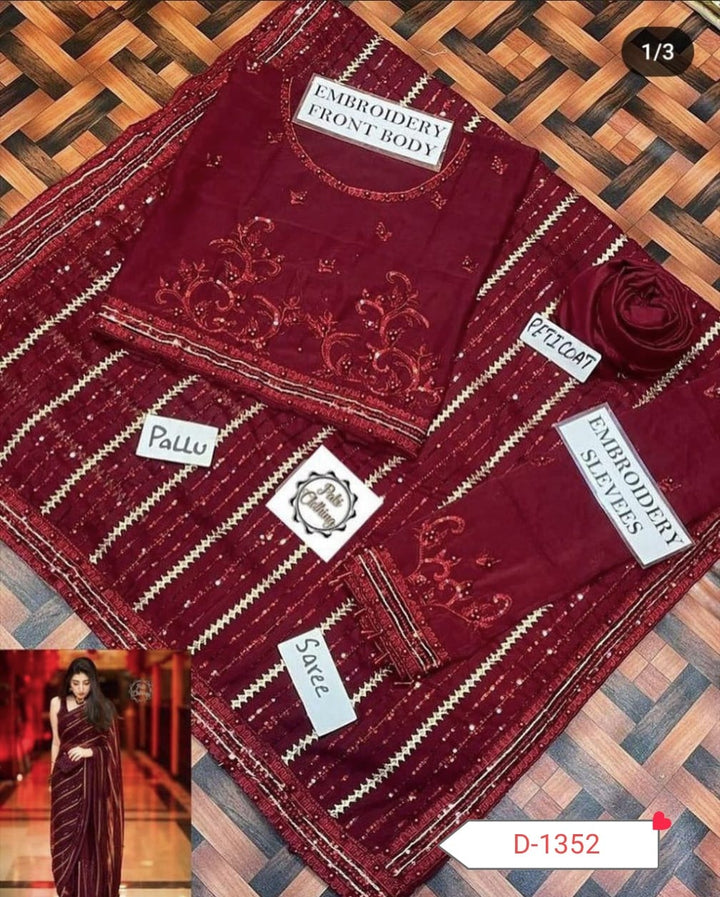 Maryam Nafees Chiffon Saree-Aarasta