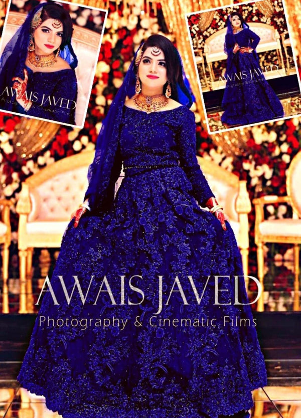 Maryams Net Bridal Suit-Blue-Net-Lehenga-Aarasta