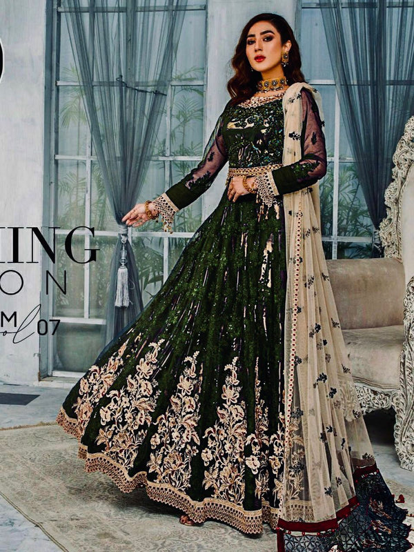 Mariam & Maria Net Frock-Green-Net-Maxi-Aarasta