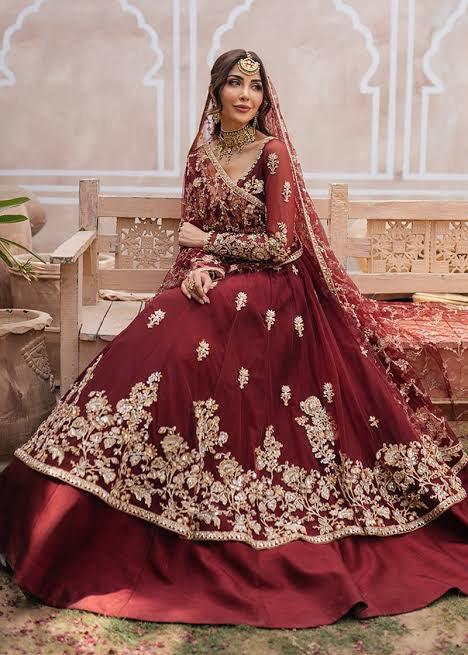 Maryams Chiffon Frock-Maroon-Chiffon-Maxi-Aarasta