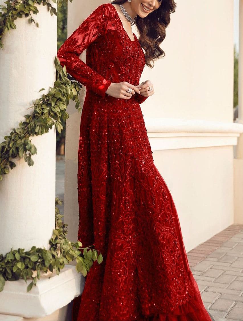 Reign Net Frock-Red-Net-Maxi-Aarasta
