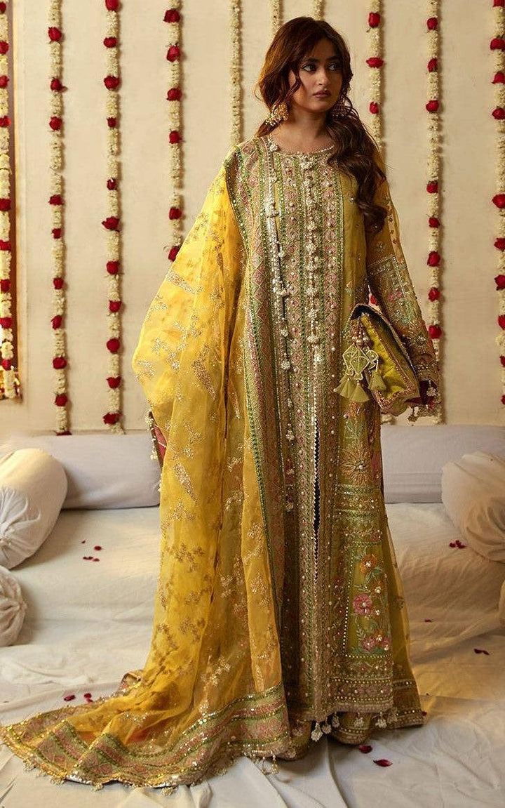 Mohsin Naveed Organza Suit-Yellow-Organza-Maxi-Aarasta