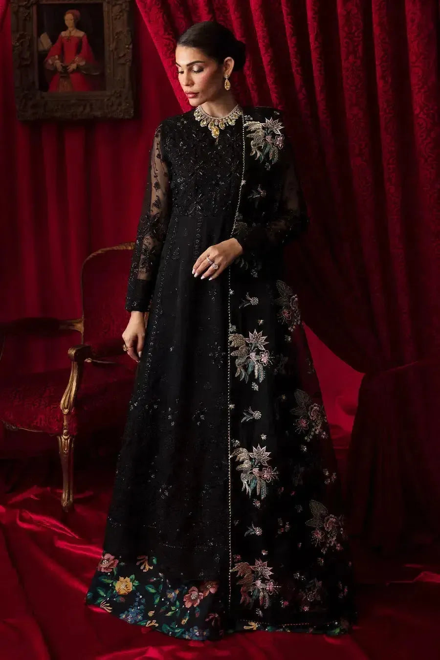 Nureh Organza Suit-Black-Organza-Maxi-Aarasta