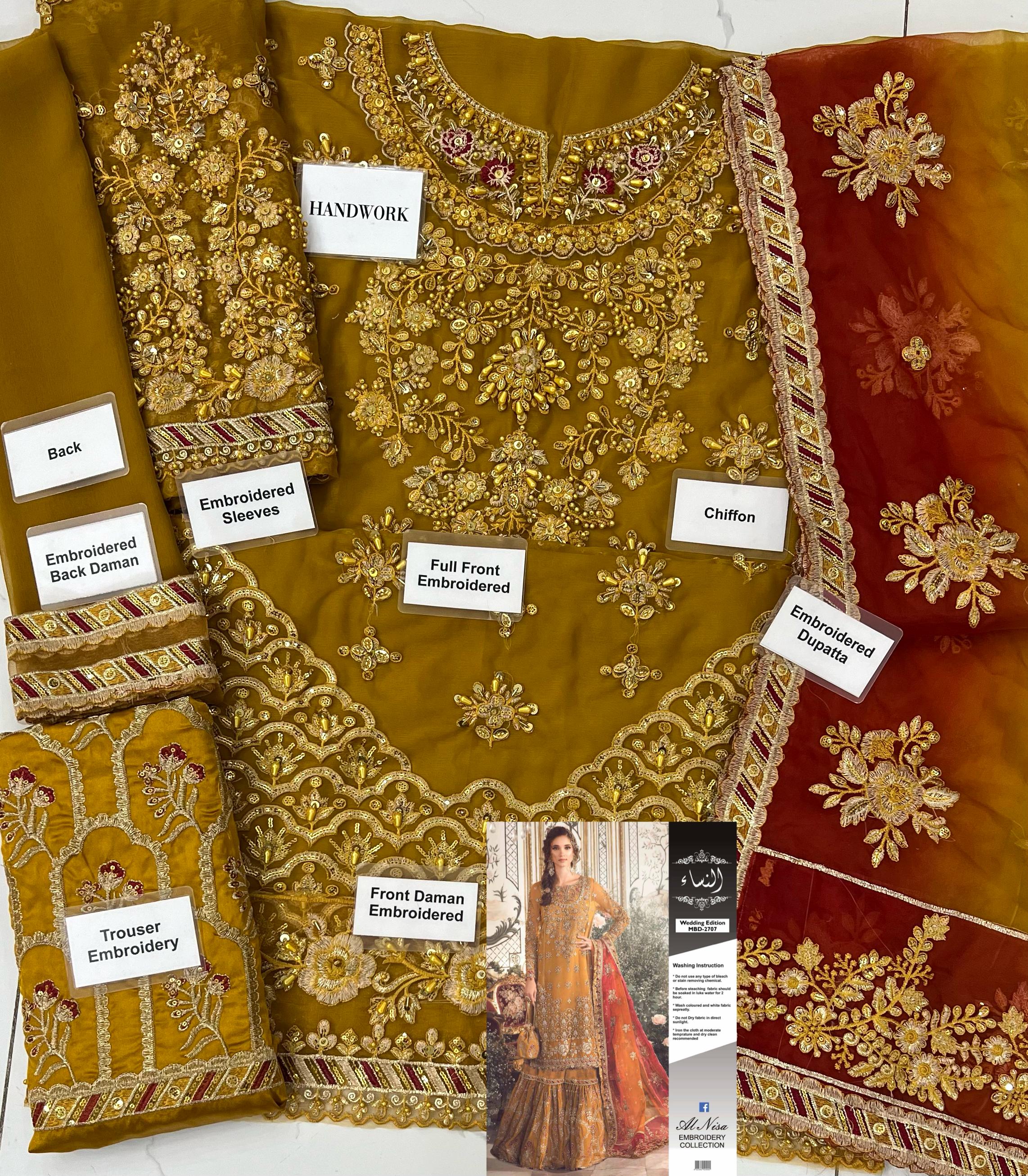 Maria B Chiffon Bridal Suit-Aarasta