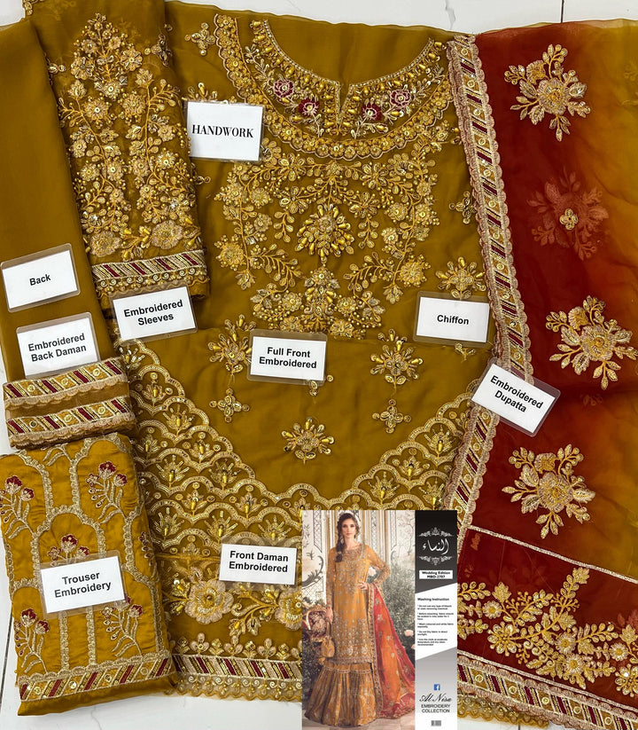 Maria B Chiffon Bridal Suit-Aarasta