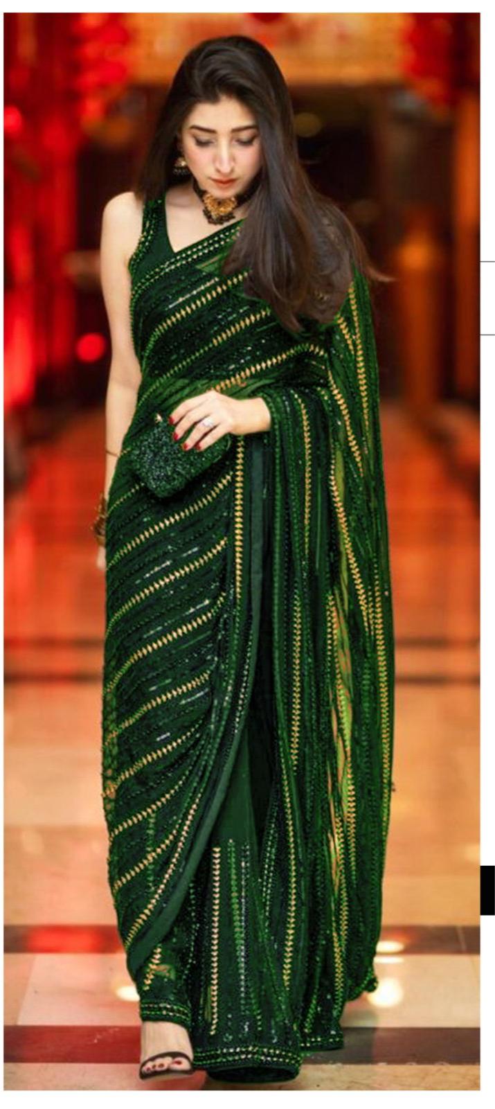Embroidered Chiffon Saree-Aarasta