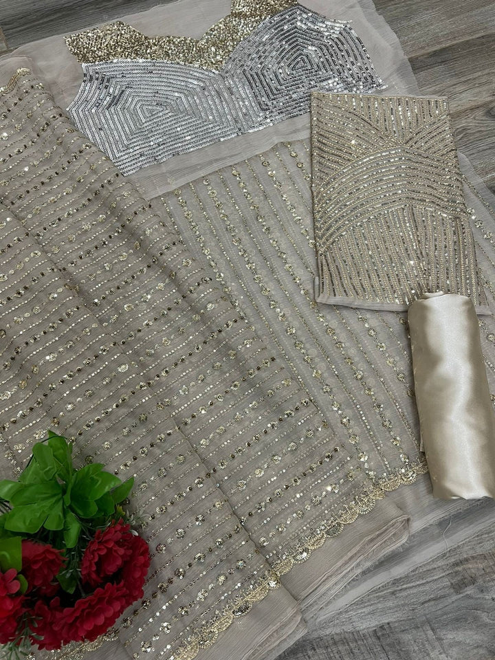 Iqra Kanwal Chiffon Saree-Aarasta