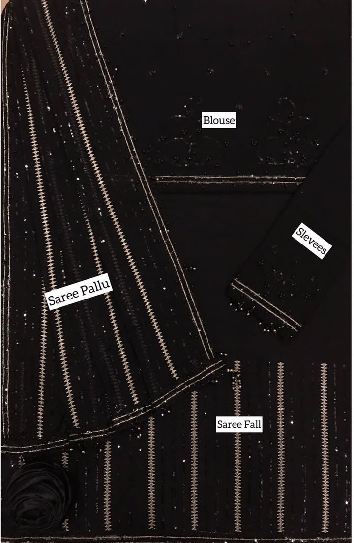 Embroidered Chiffon Saree-Aarasta