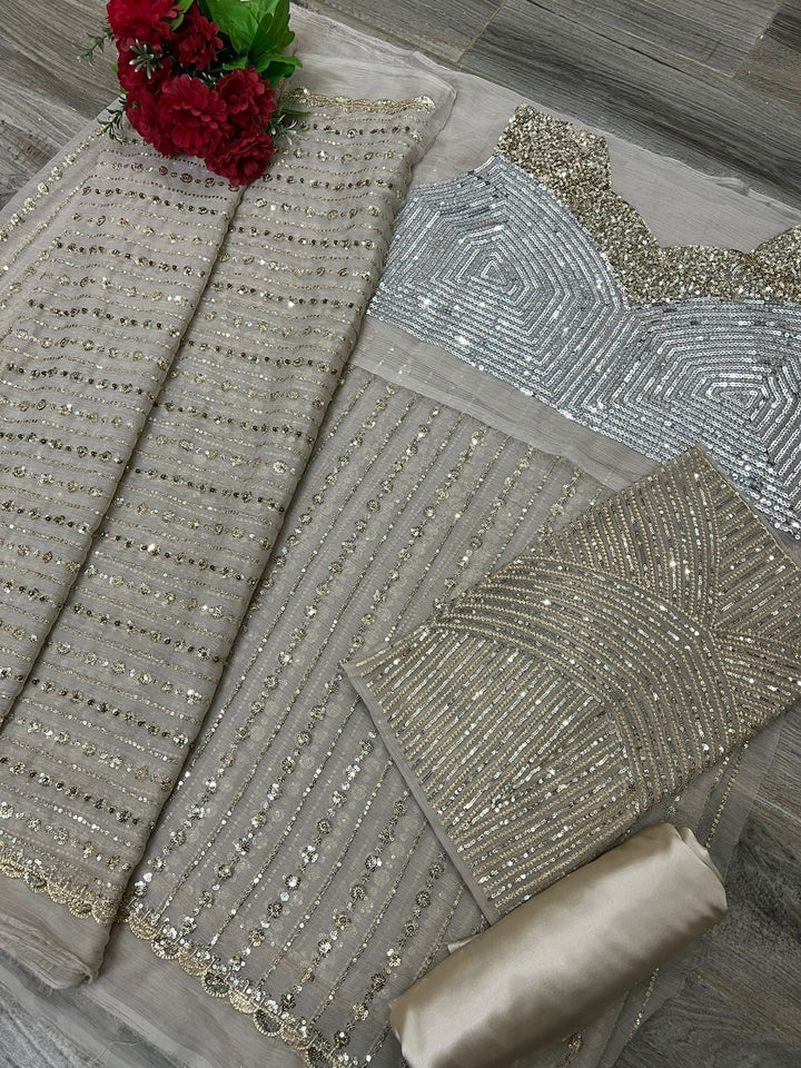 Iqra Kanwal Chiffon Saree-Aarasta