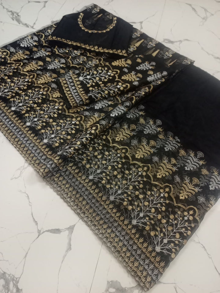 Embroidered Organza Frock-Aarasta