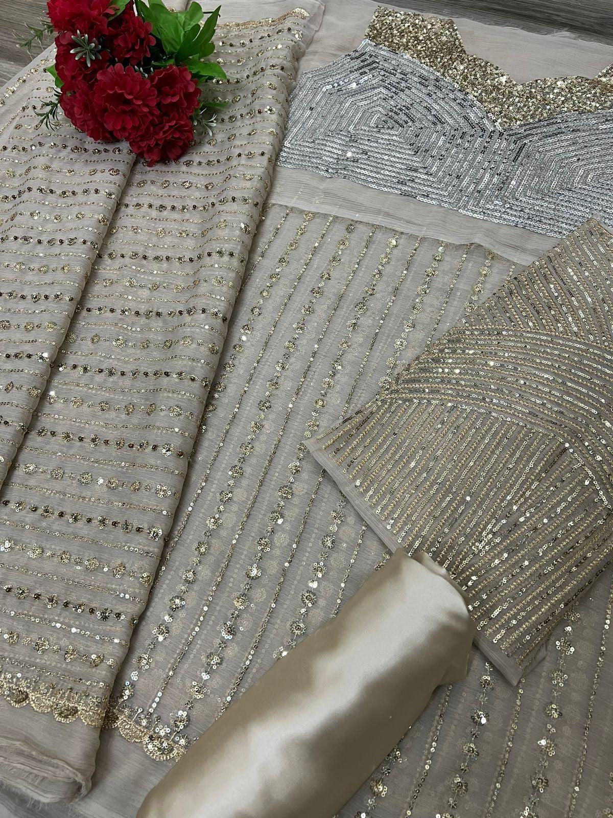 Iqra Kanwal Chiffon Saree-Aarasta