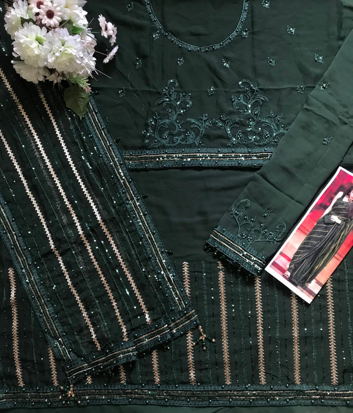 Embroidered Chiffon Saree-Aarasta