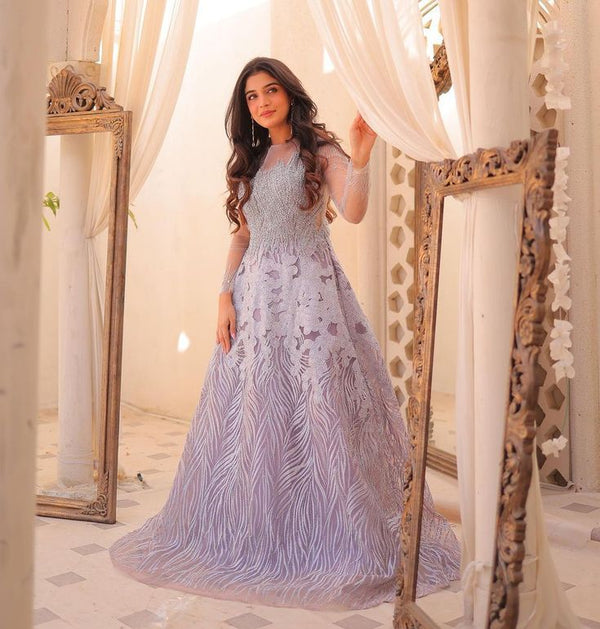 Nashwa Haute Net Frock-Purple-Net-Maxi-Aarasta