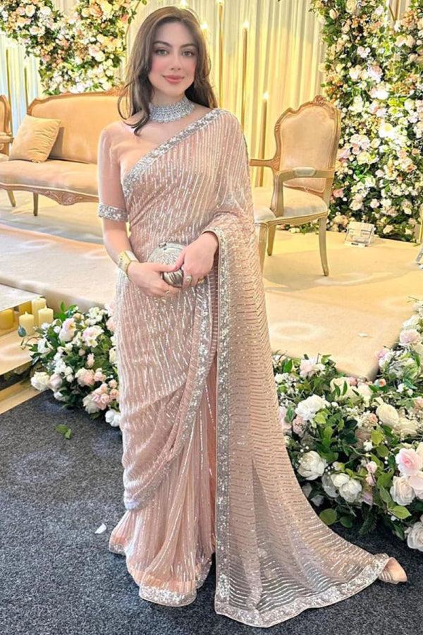 Saba Rajput Chiffon Saree-Peach-Chiffon-Sari-Aarasta