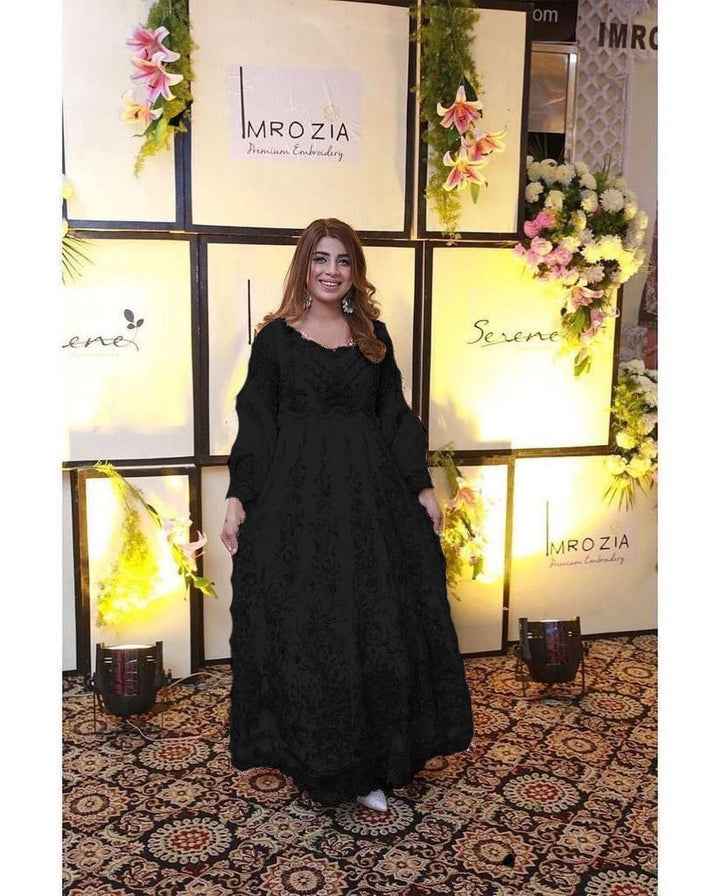 Serene Net Frock-Black-Net-Maxi-Aarasta