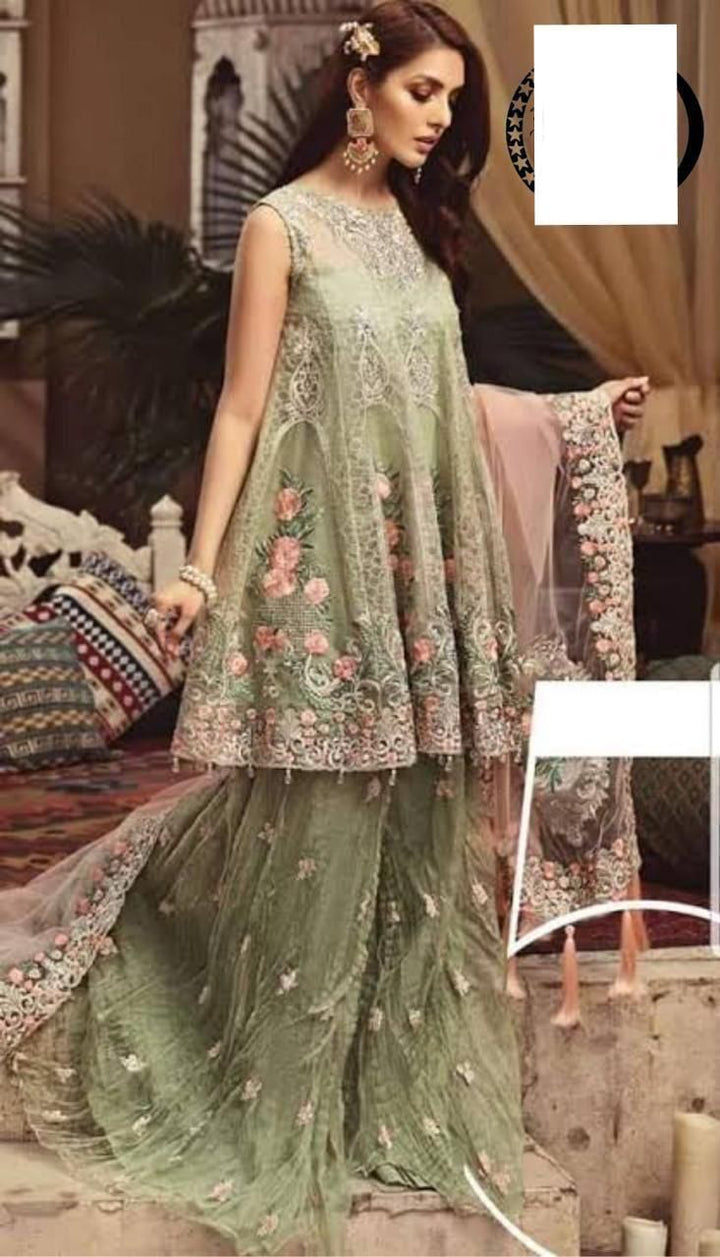 Serene Net Suit-Green-Net-Lehenga-Aarasta