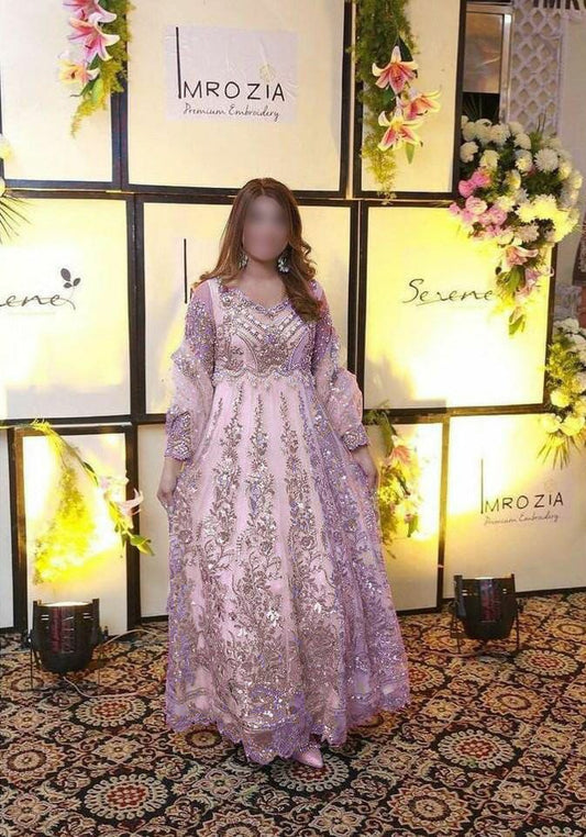 Serene Net Frock-Pink-Net-Maxi-Aarasta