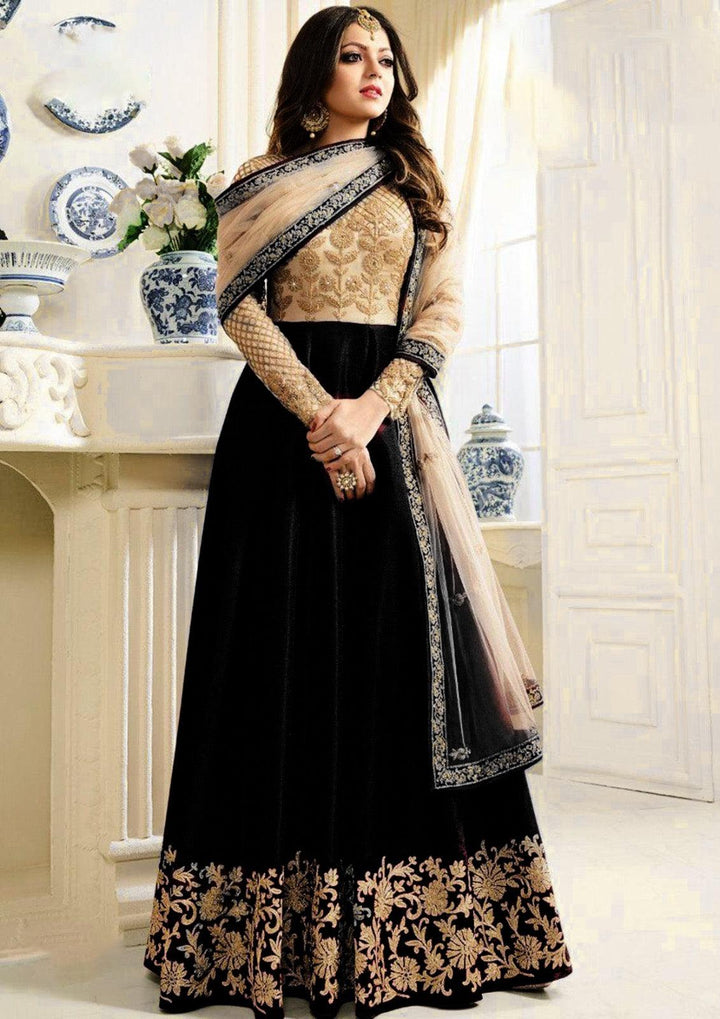 Indian Chiffon Maxi-Chiffon-Black-Maxi-Aarasta