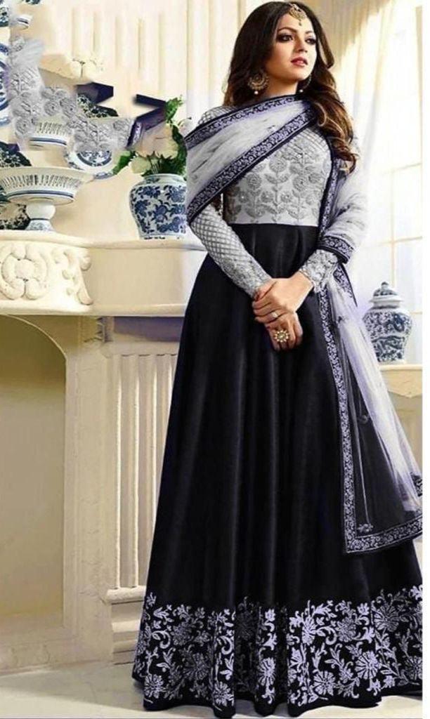 Indian Chiffon Maxi-Chiffon-Black-Maxi-Aarasta