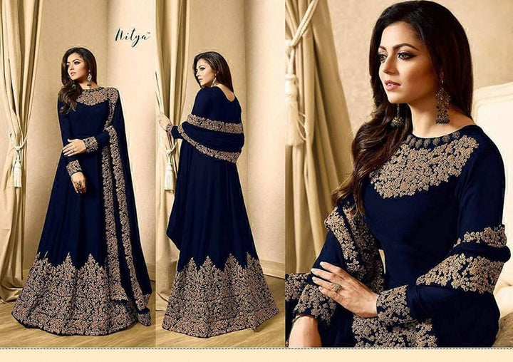 Indian Chiffon Maxi-Chiffon-Navy-Maxi-Aarasta