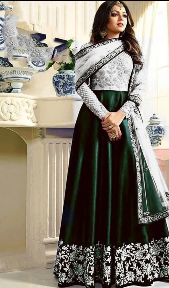 Indian Chiffon Maxi-Green-Chiffon-Maxi-Aarasta