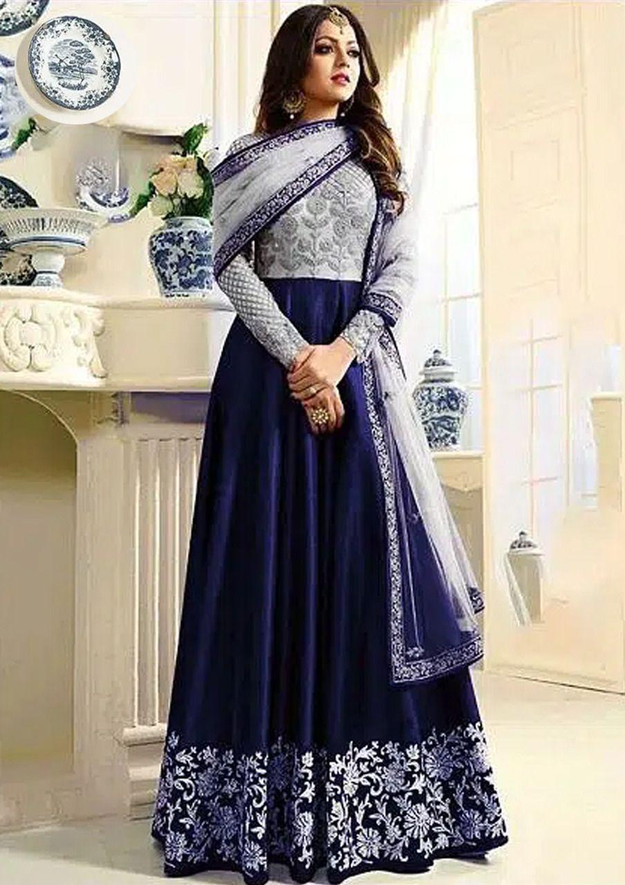 Indian Chiffon Maxi-Navy-Chiffon-Maxi-Aarasta