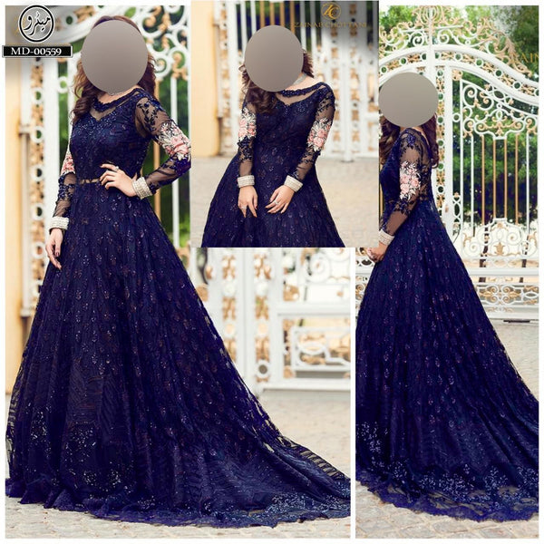 Zainab Chottani Net Maxi-Navy-Net-Maxi-Aarasta